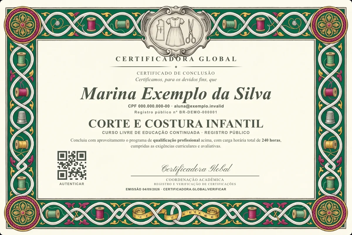 Capa do curso Corte e Costura Infantil
