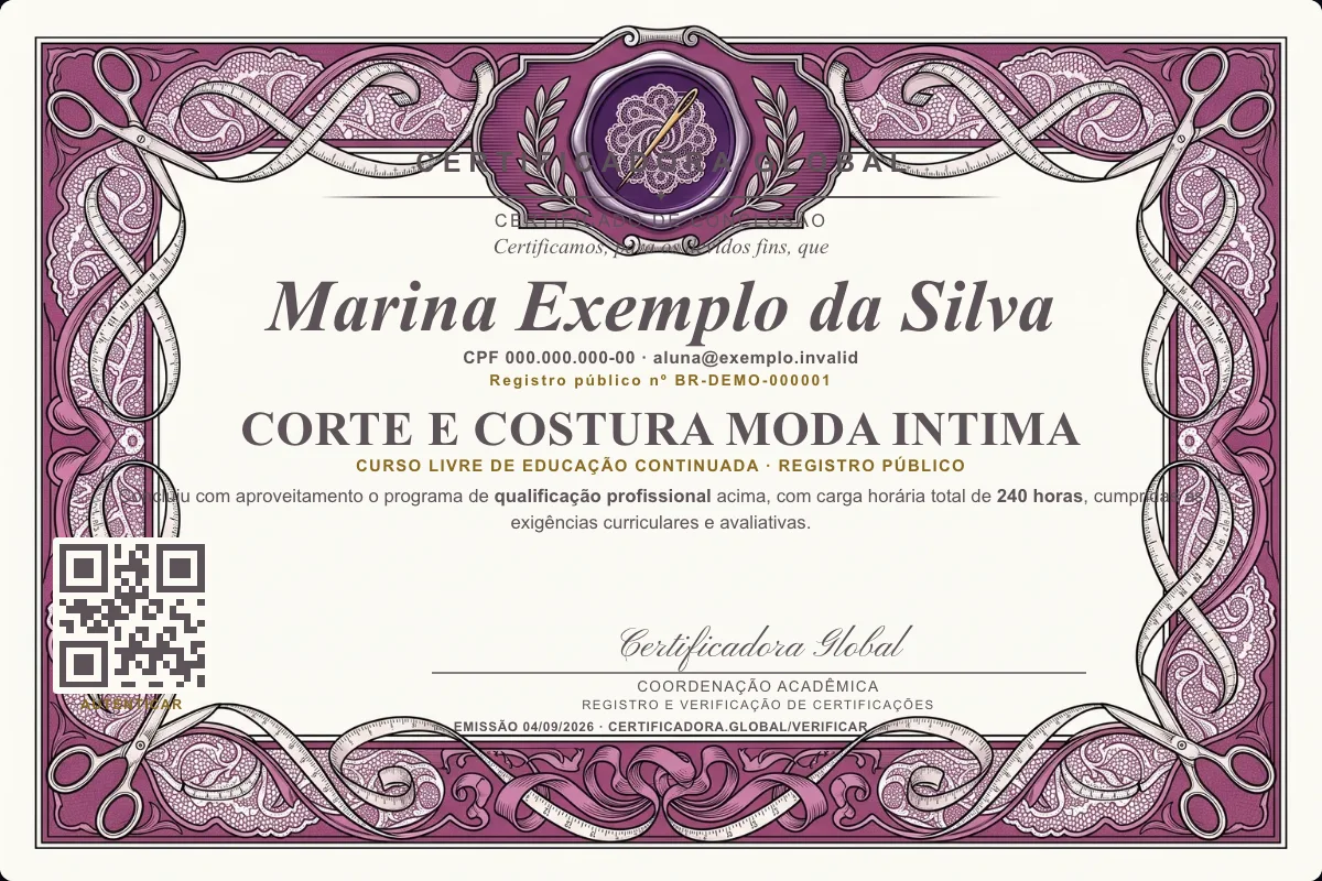 Capa do curso Corte e Costura Moda Intima