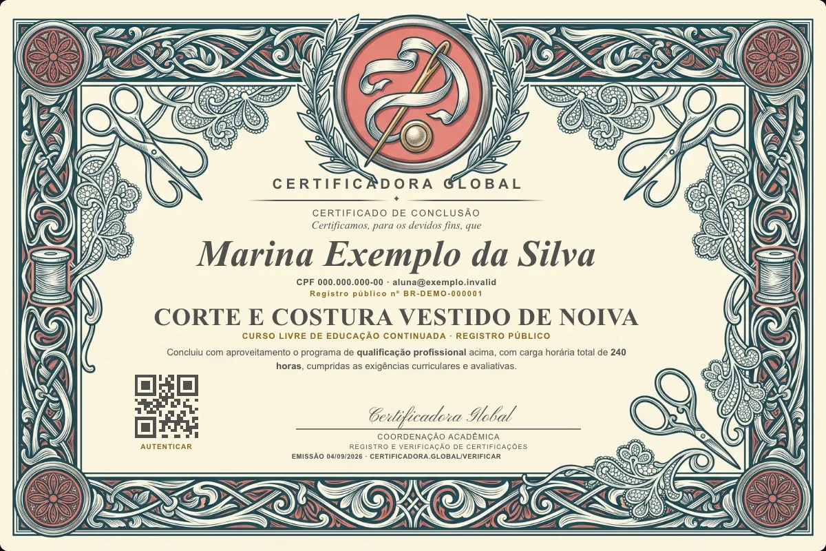 Capa do curso Corte e Costura Vestido de Noiva