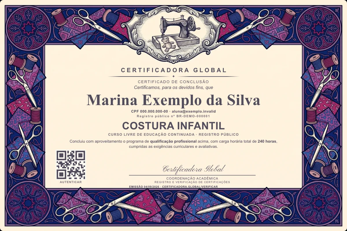 Capa do curso Costura Infantil
