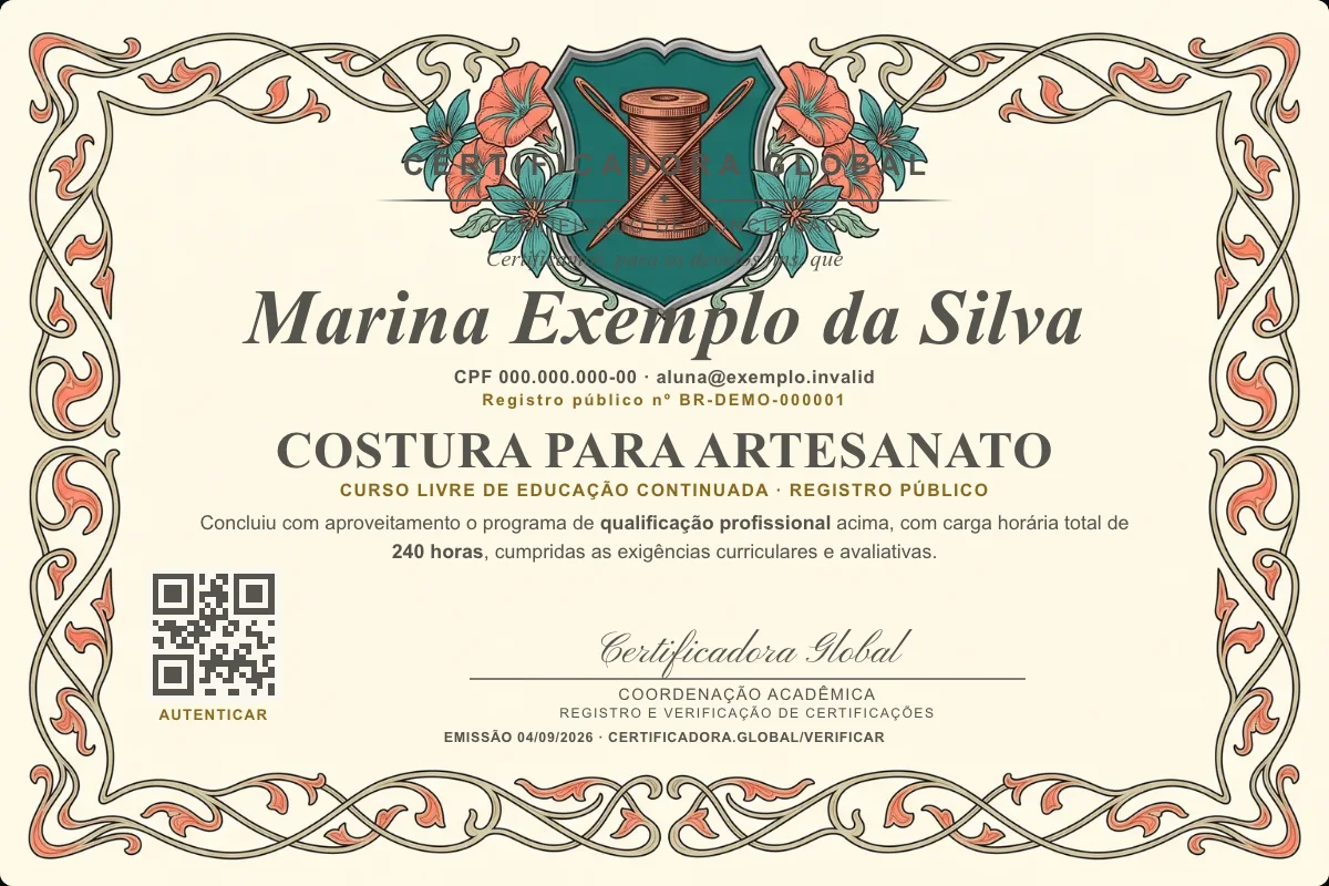 Capa do curso Costura para Artesanato