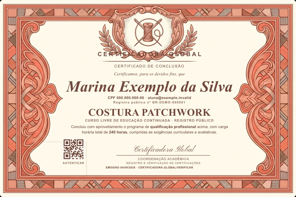 Capa do curso Costura Patchwork