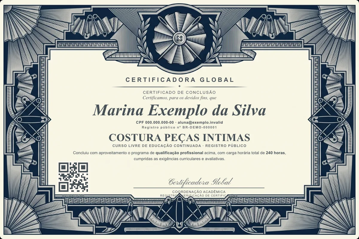 Capa do curso Costura Peças Intimas