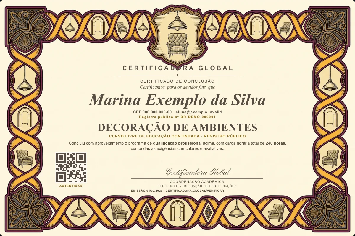 Capa do curso Decoração de Ambientes