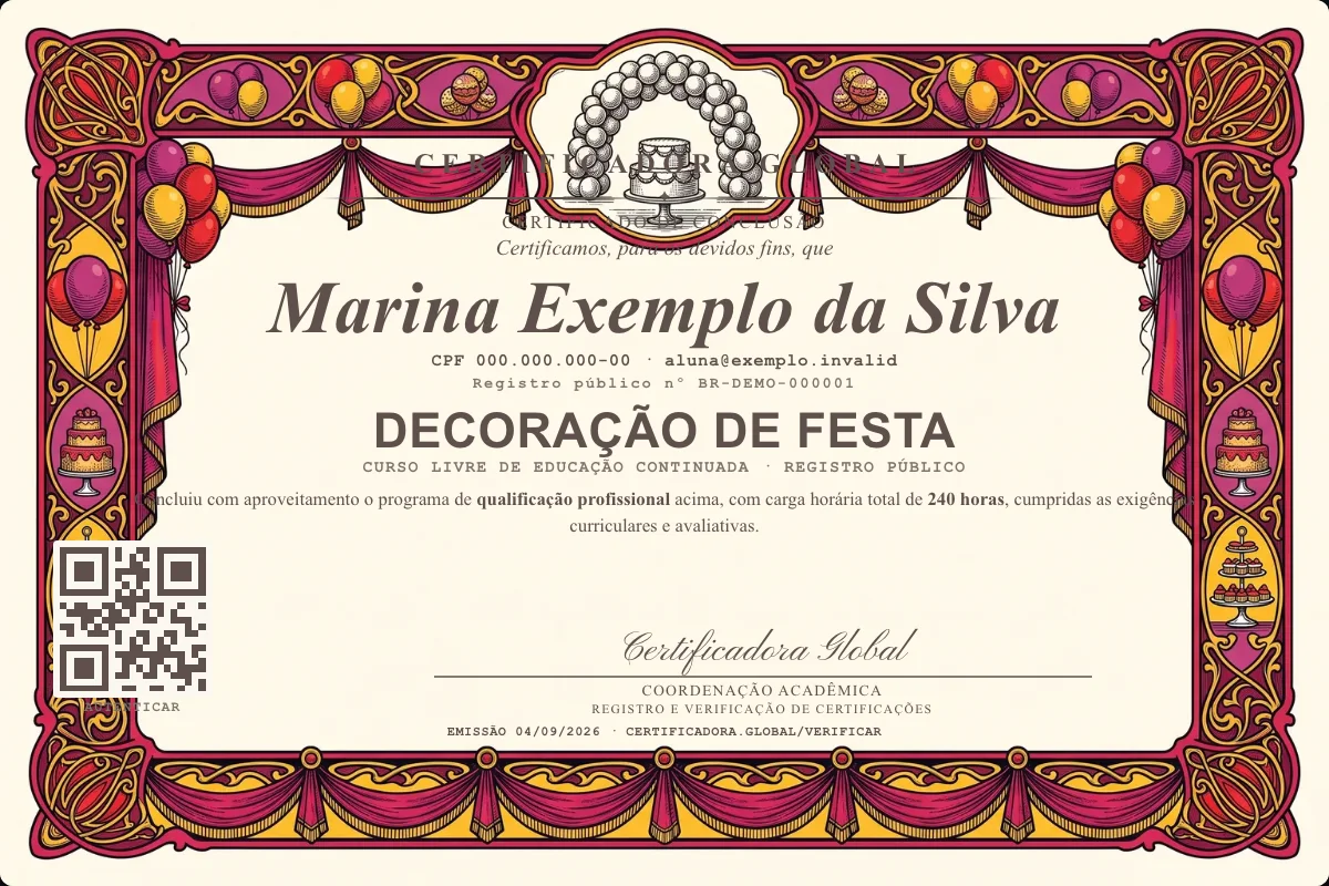 Capa do curso Decoração de Festa