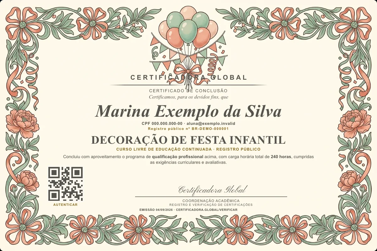 Capa do curso Decoração de Festa Infantil