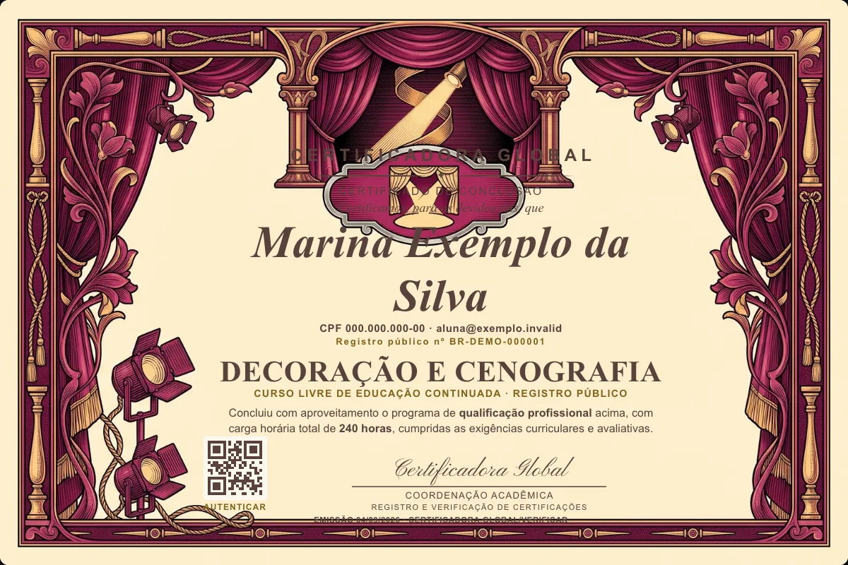Capa do curso Decoração e Cenografia