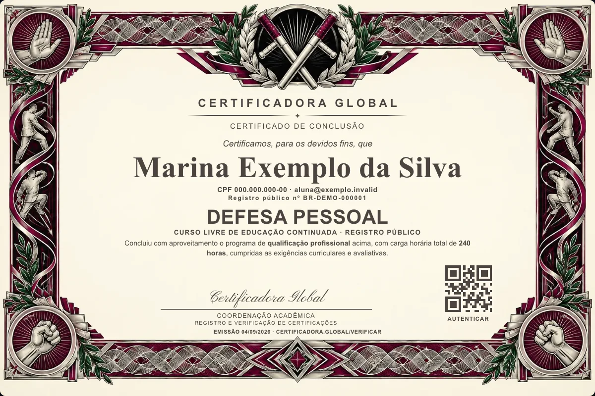 Capa do curso Defesa Pessoal