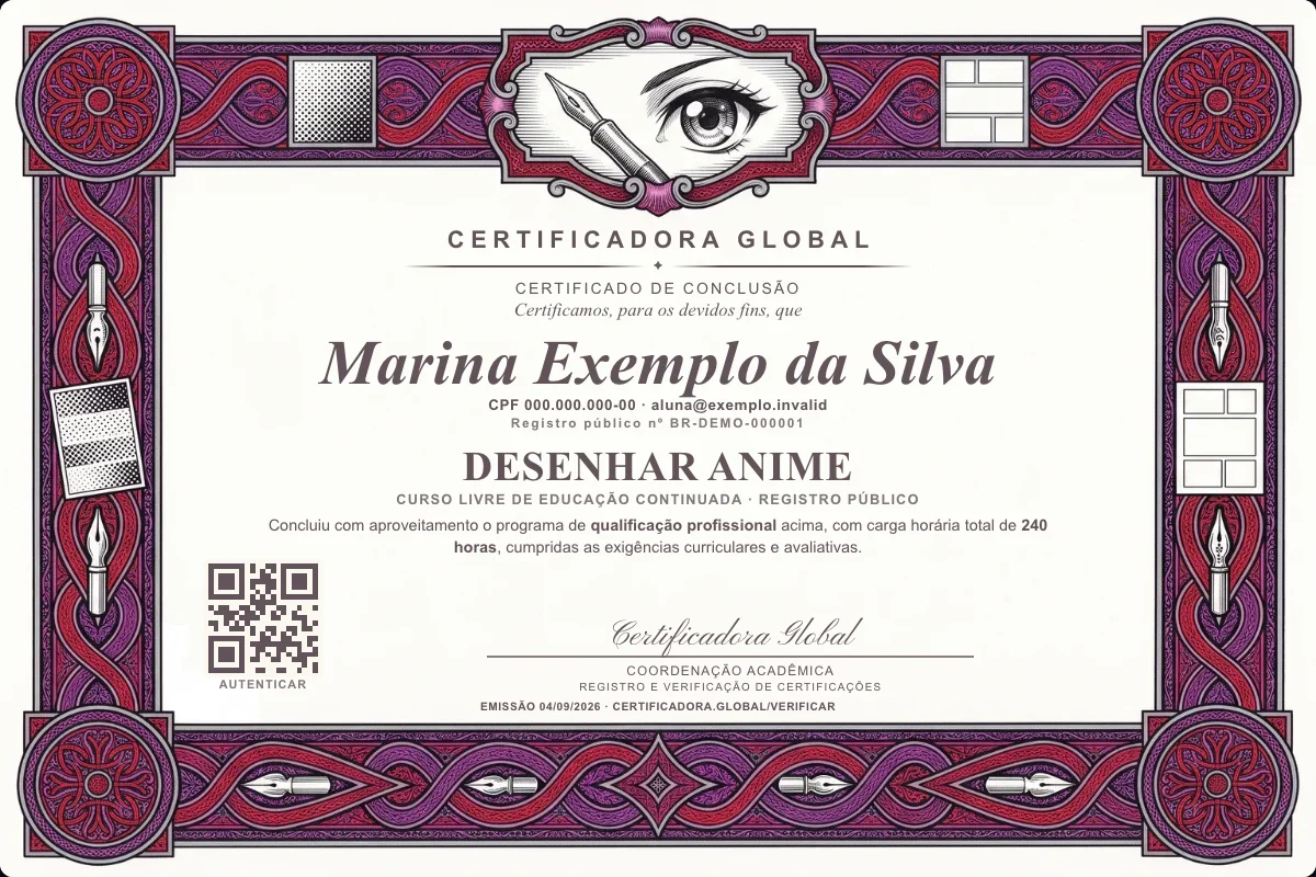Capa do curso Desenhar Anime