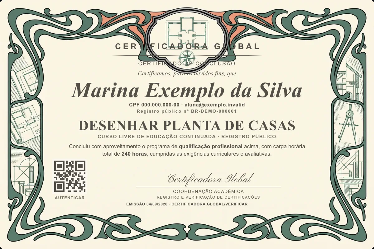 Capa do curso Desenhar Planta de Casas