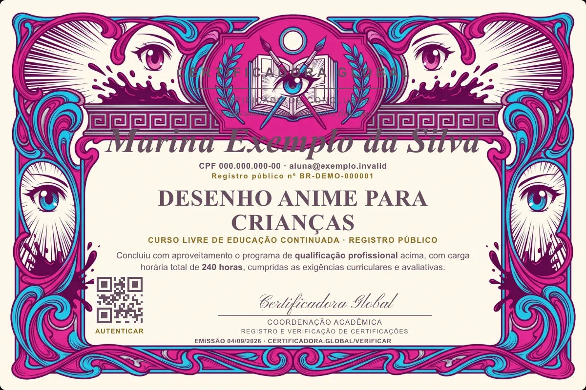 Capa do curso Desenho Anime para Crianças