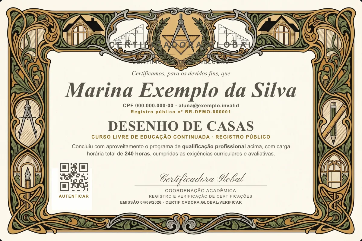 Capa do curso Desenho de Casas