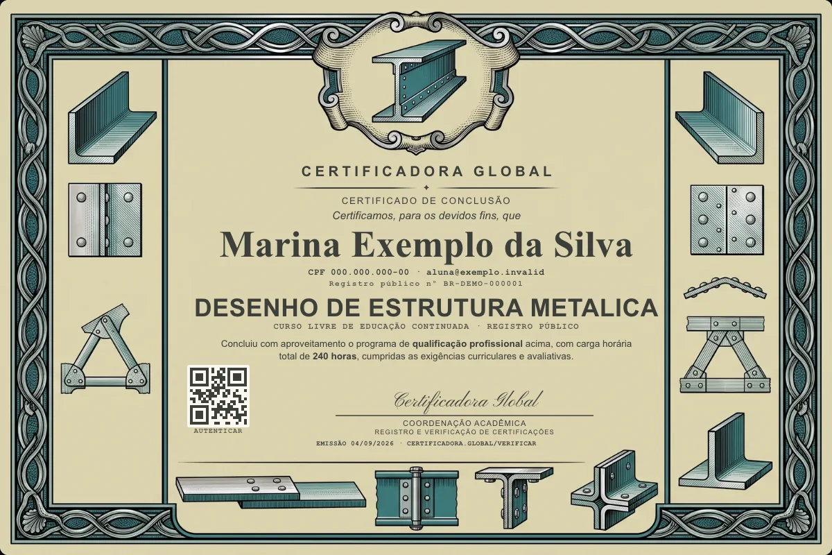 Capa do curso Desenho de Estrutura Metalica