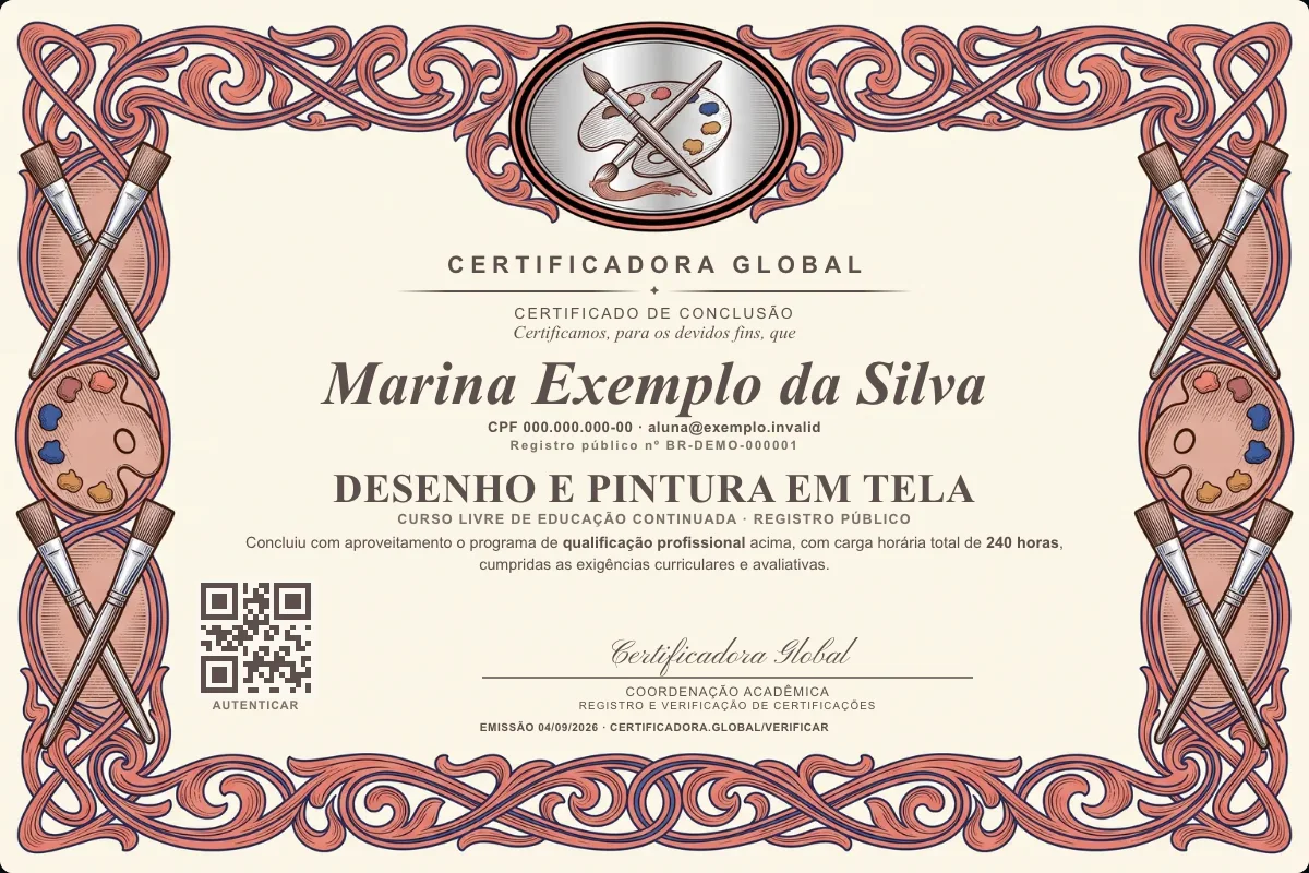 Capa do curso Desenho e Pintura em Tela