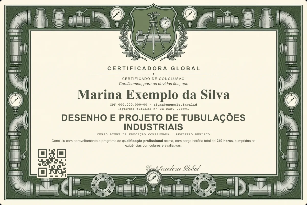 Capa do curso Desenho e Projeto de Tubulações Industriais
