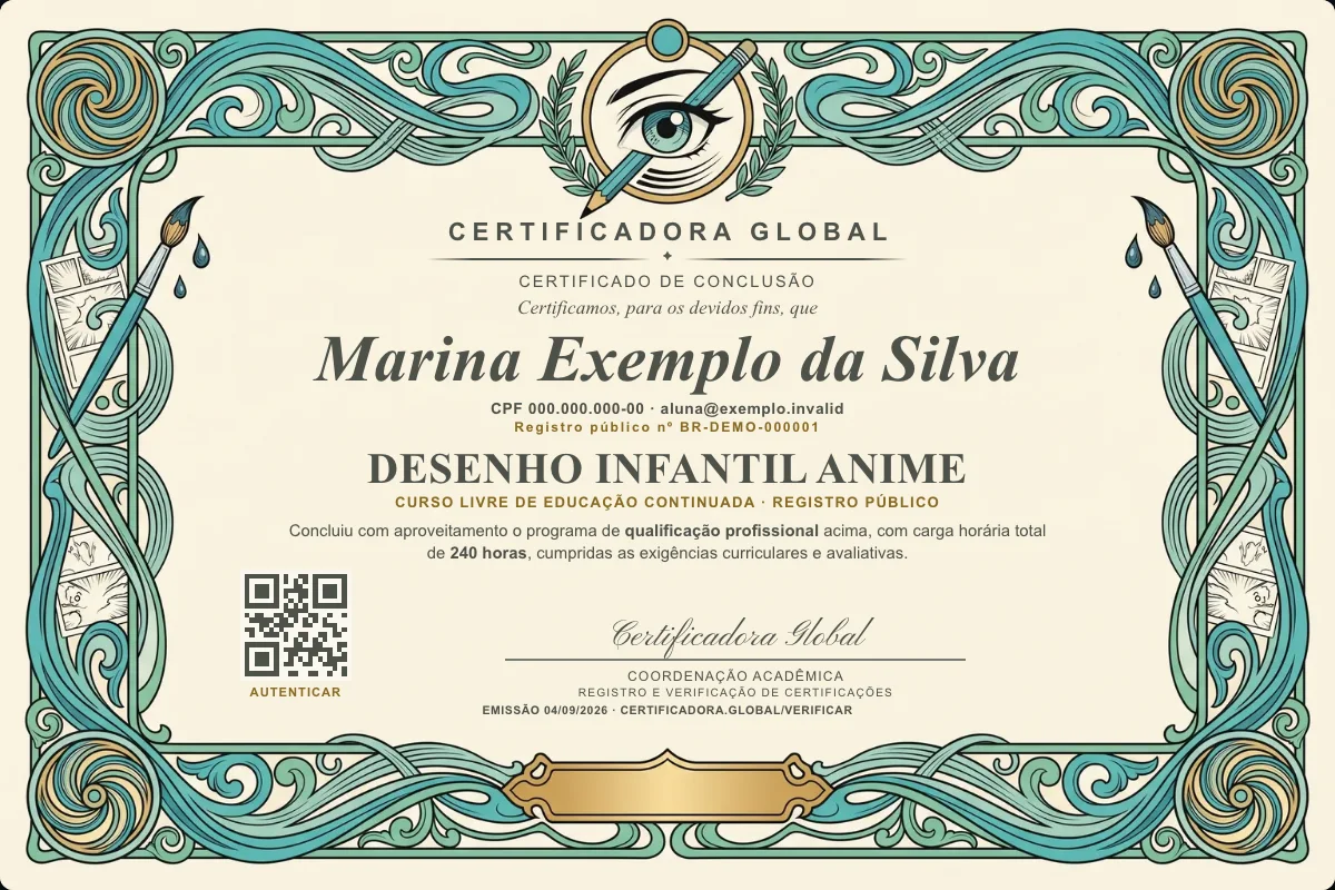 Capa do curso Desenho Infantil Anime