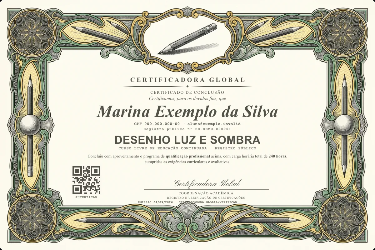 Capa do curso Desenho Luz e Sombra