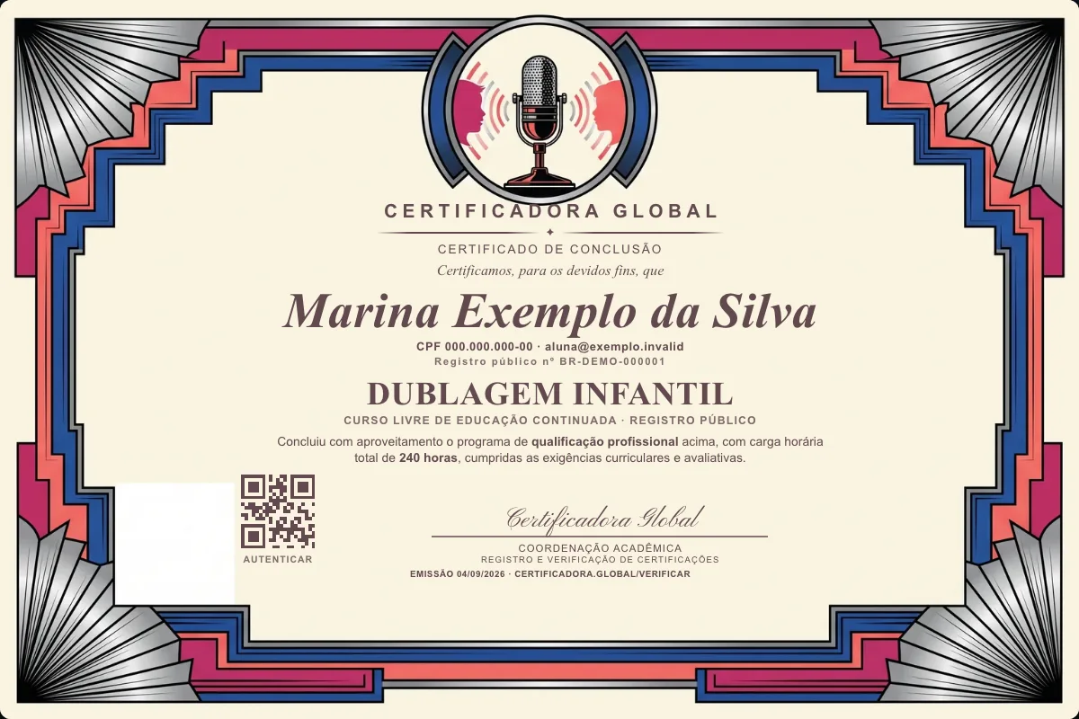 Capa do curso Dublagem Infantil