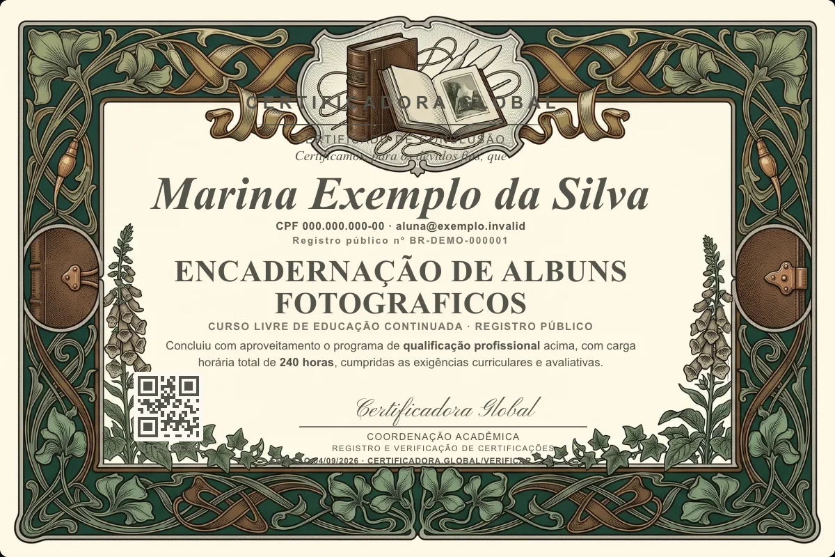 Capa do curso Encadernação de Albuns Fotograficos