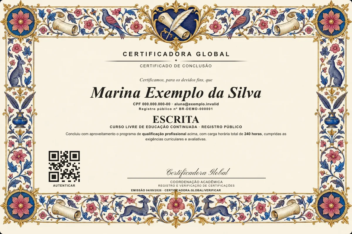 Capa do curso Escrita