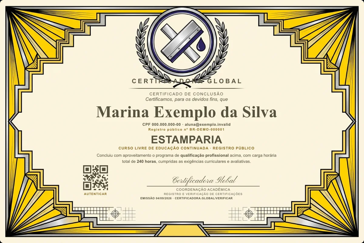Capa do curso Estamparia