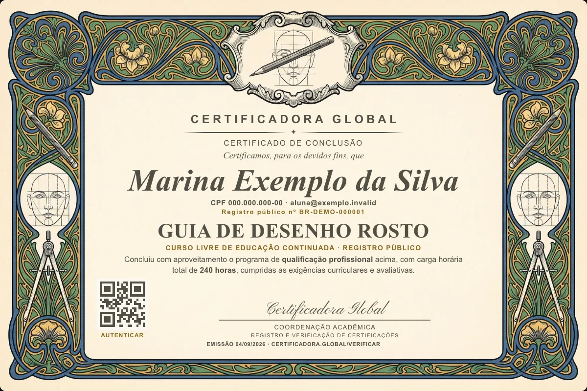 Capa do curso Guia de Desenho Rosto
