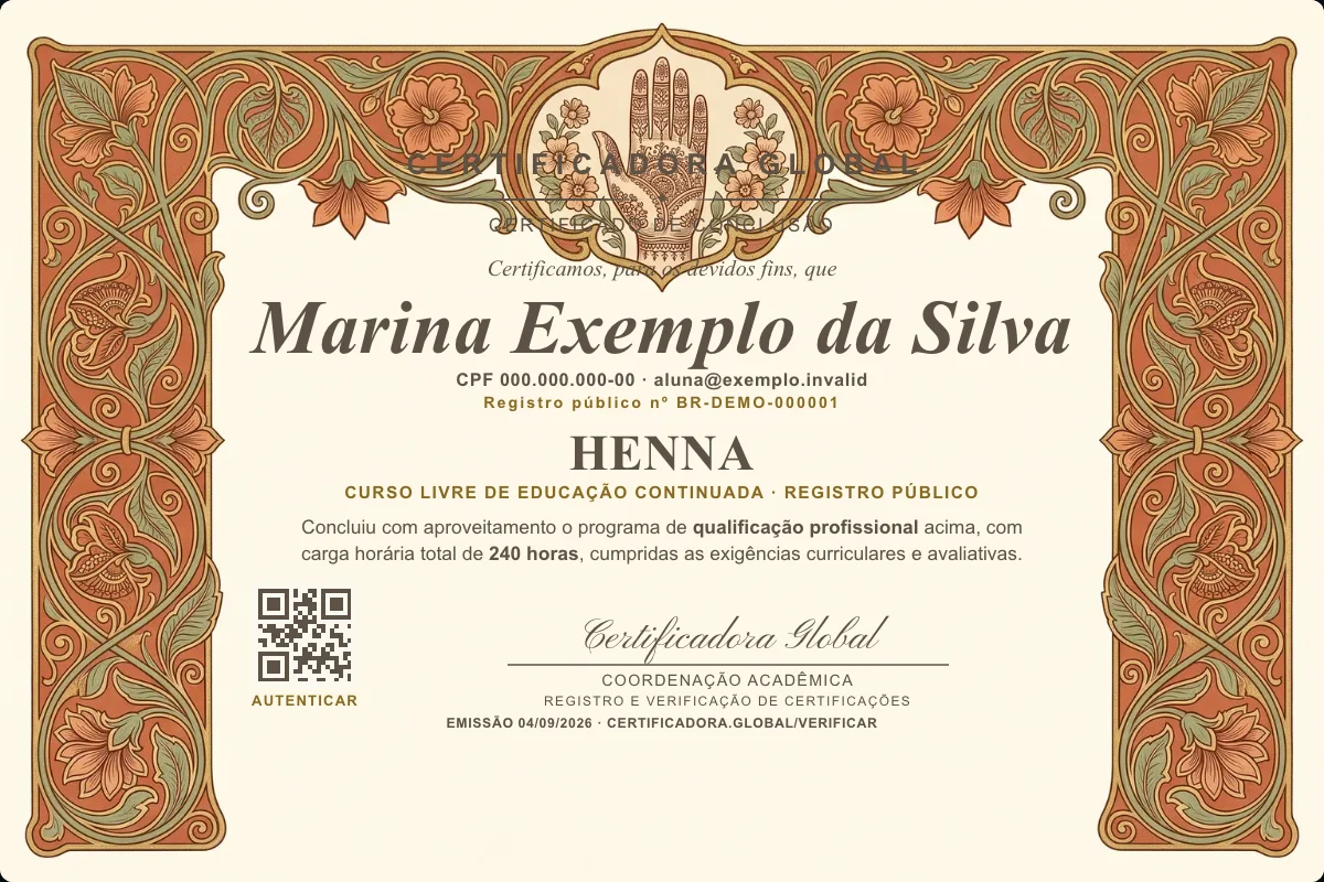 Capa do curso Henna