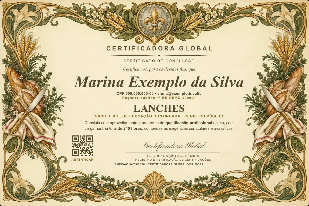 Capa do curso Lanches