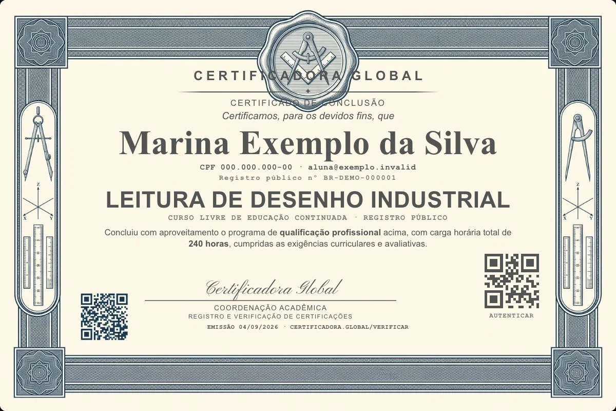 Capa do curso Leitura de Desenho Industrial