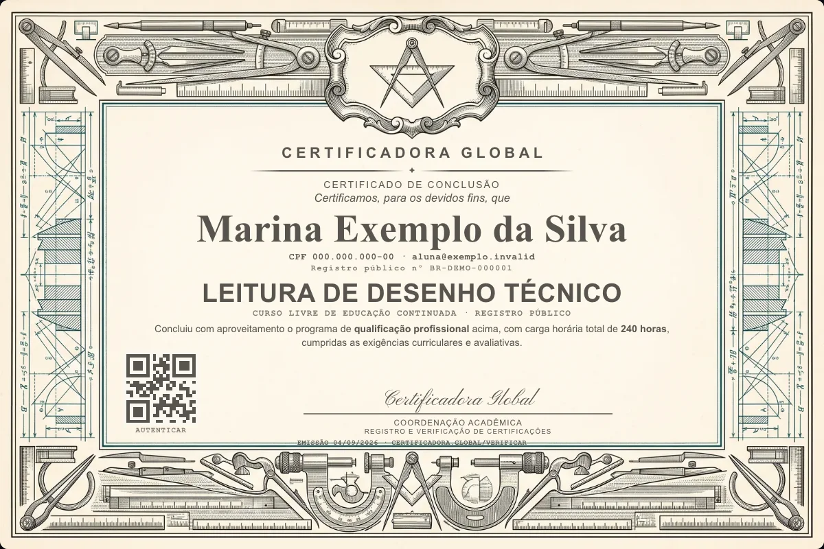 Capa do curso Leitura de Desenho Técnico