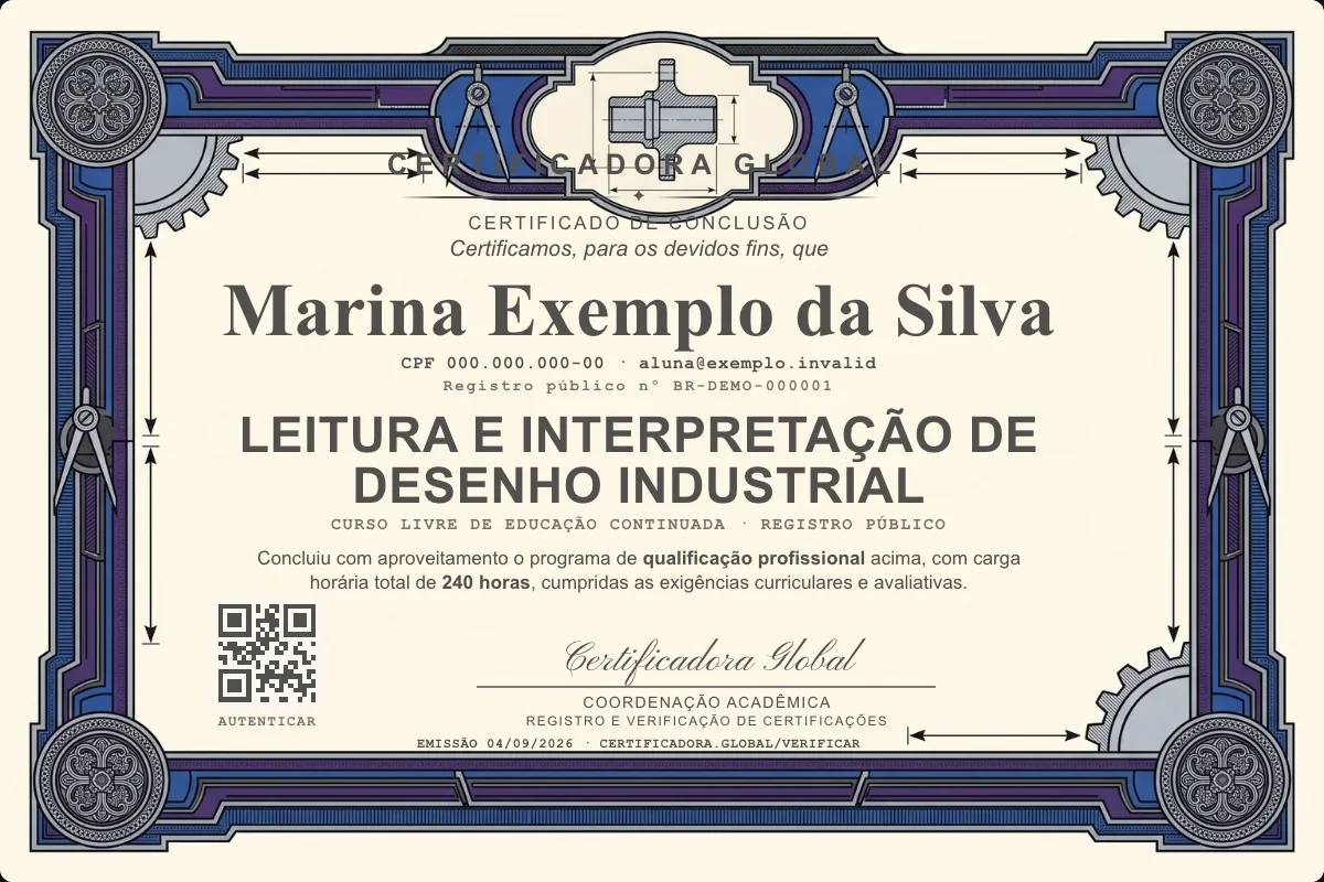 Capa do curso Leitura e Interpretação de Desenho Industrial