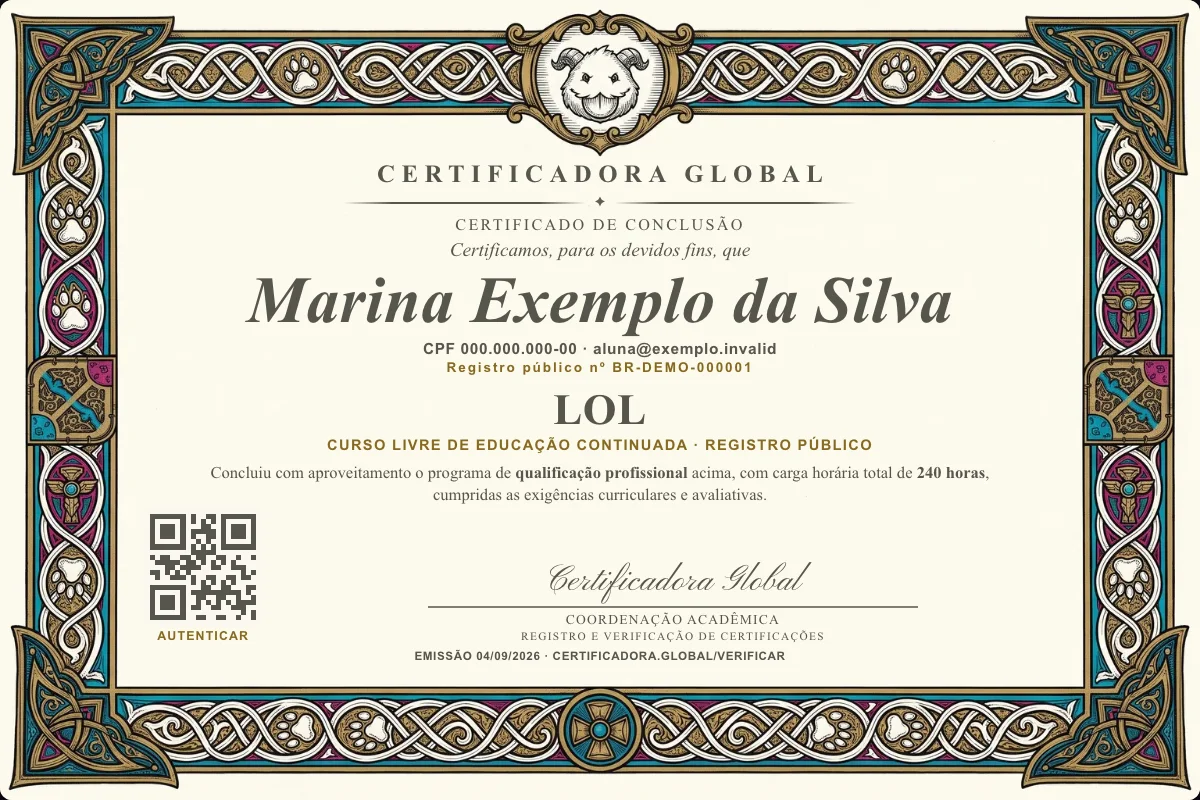 Capa do curso Lol