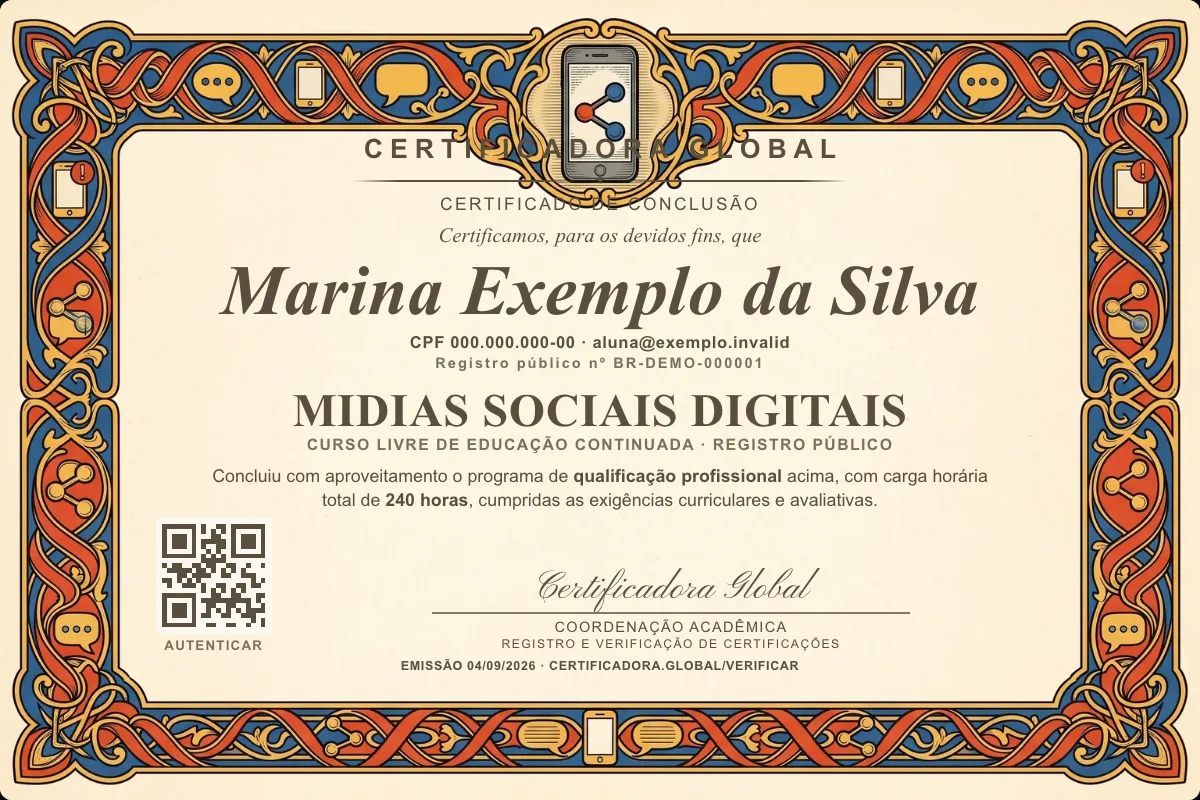 Capa do curso Midias Sociais Digitais