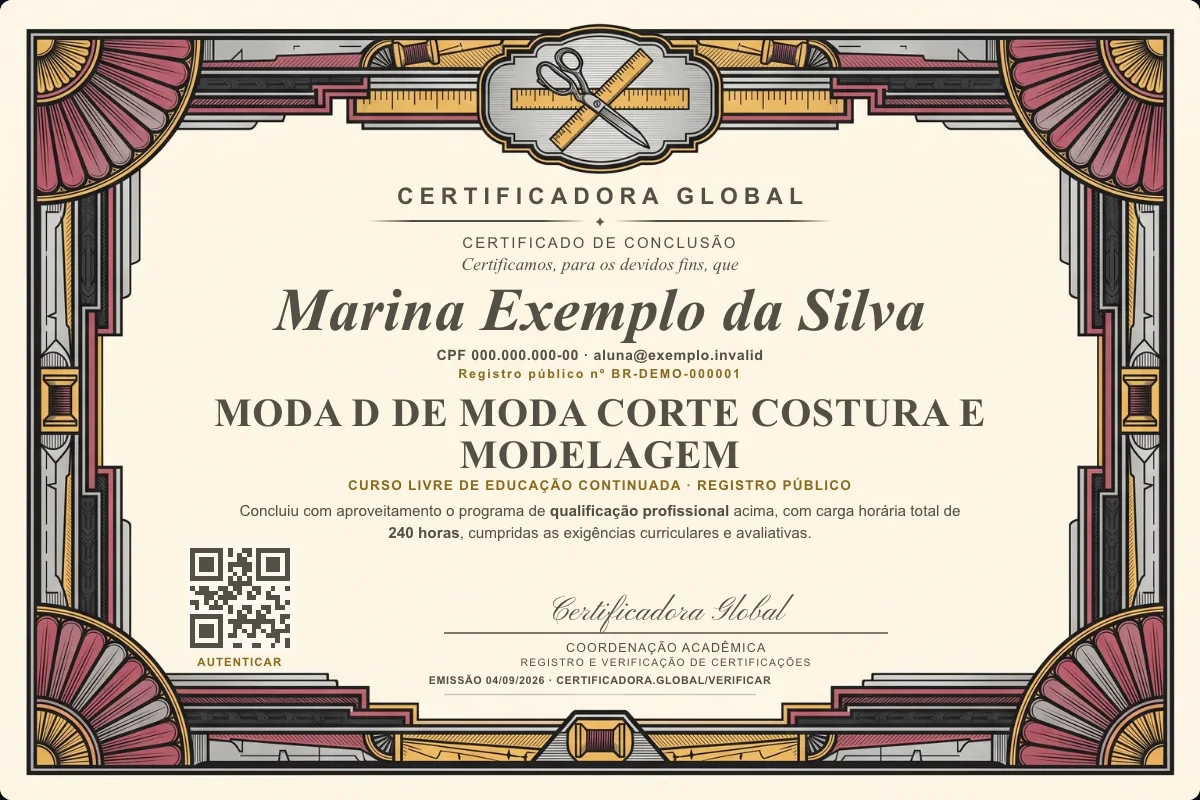 Capa do curso Moda D de Moda Corte Costura e Modelagem