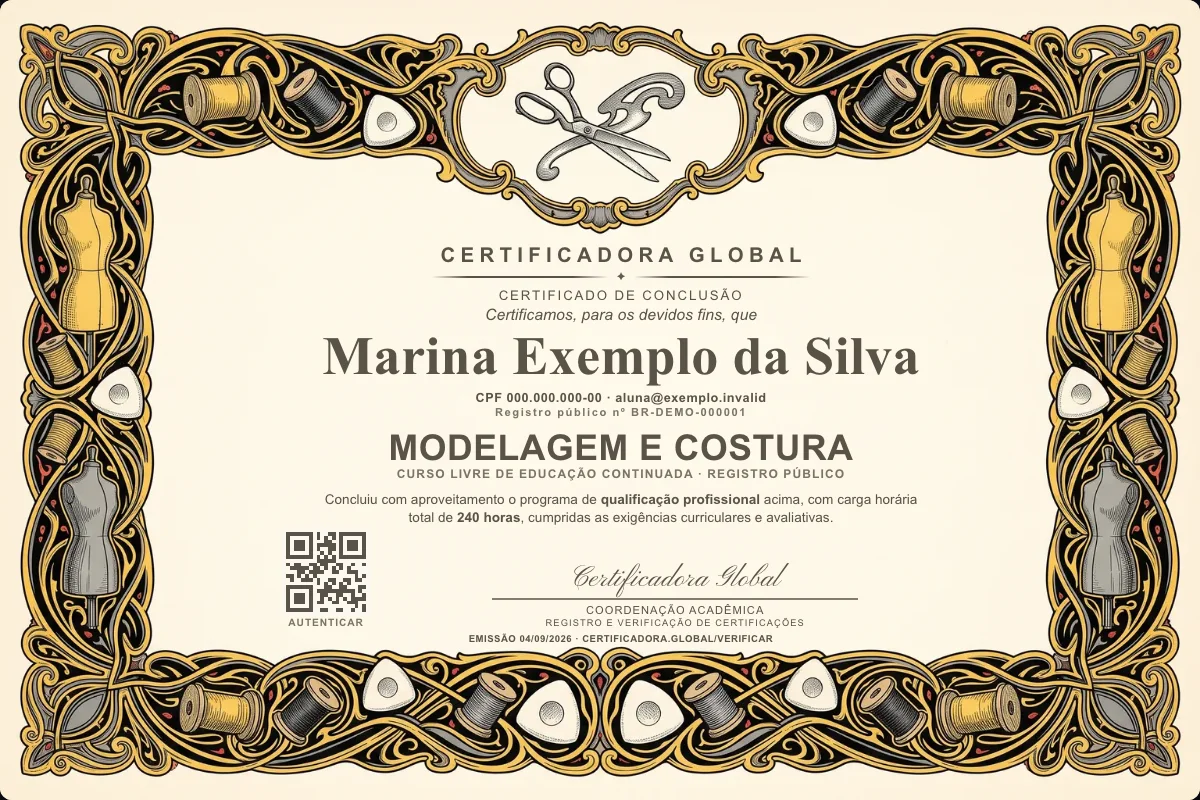 Capa do curso Modelagem e Costura