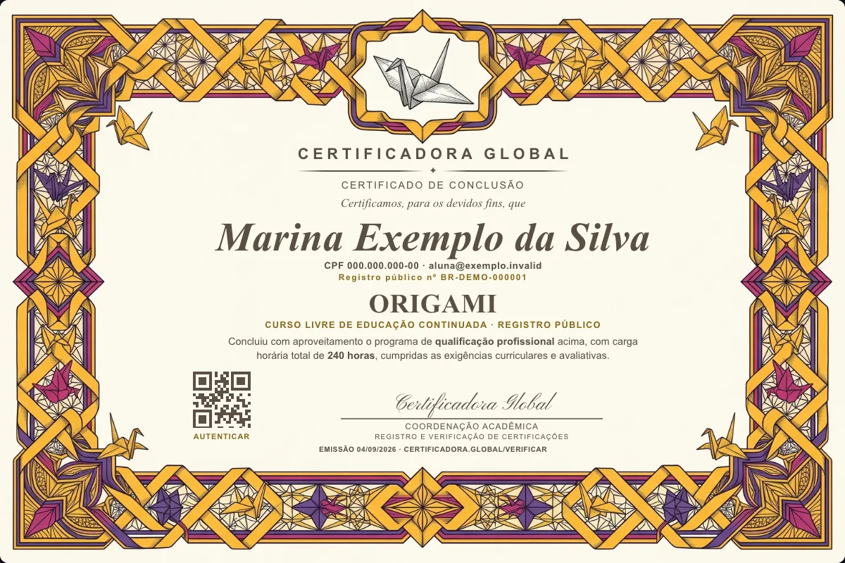 Capa do curso Origami