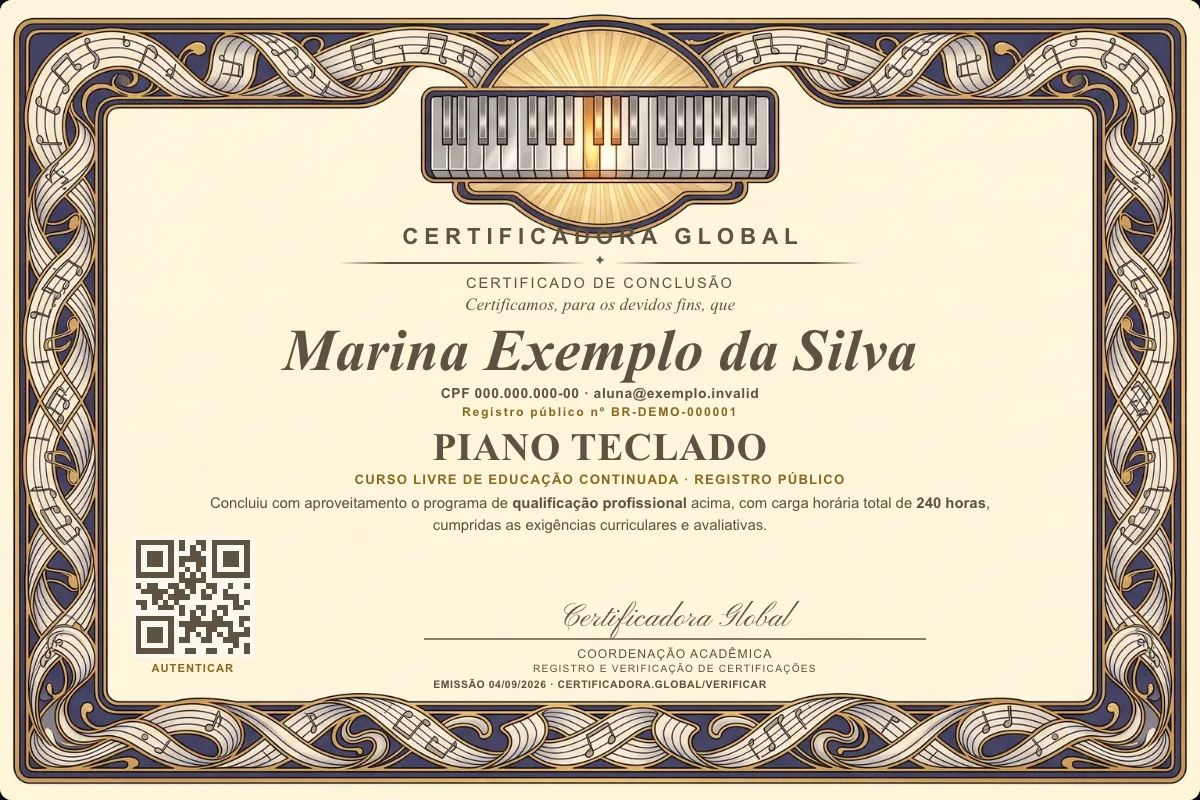 Capa do curso Piano Teclado