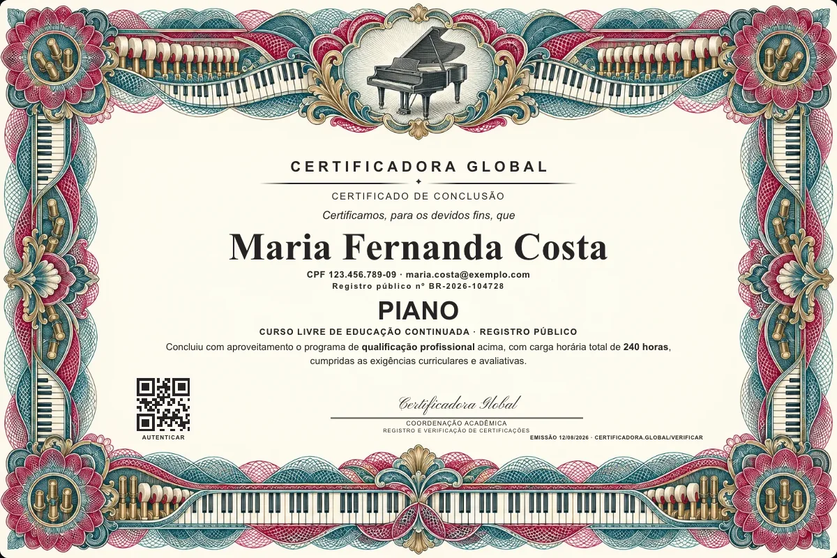 Capa do curso Piano