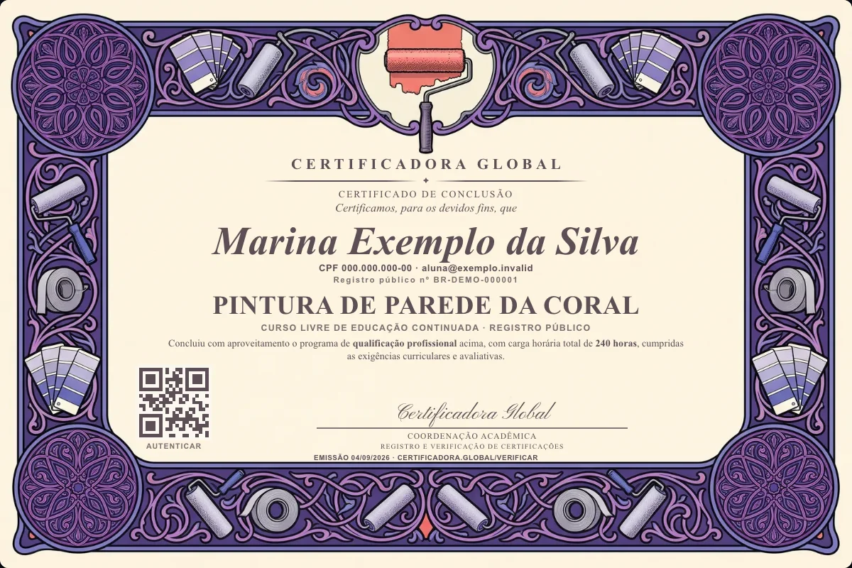 Capa do curso Pintura de Parede da Coral