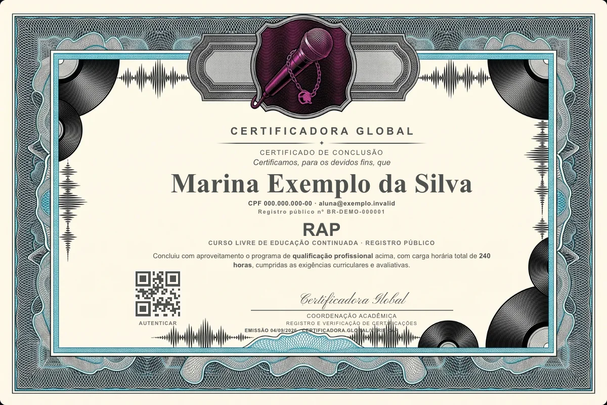Capa do curso Rap