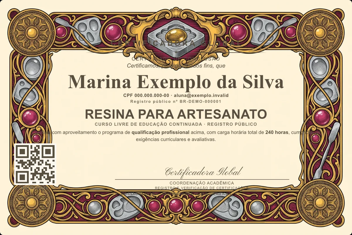 Capa do curso Resina para Artesanato