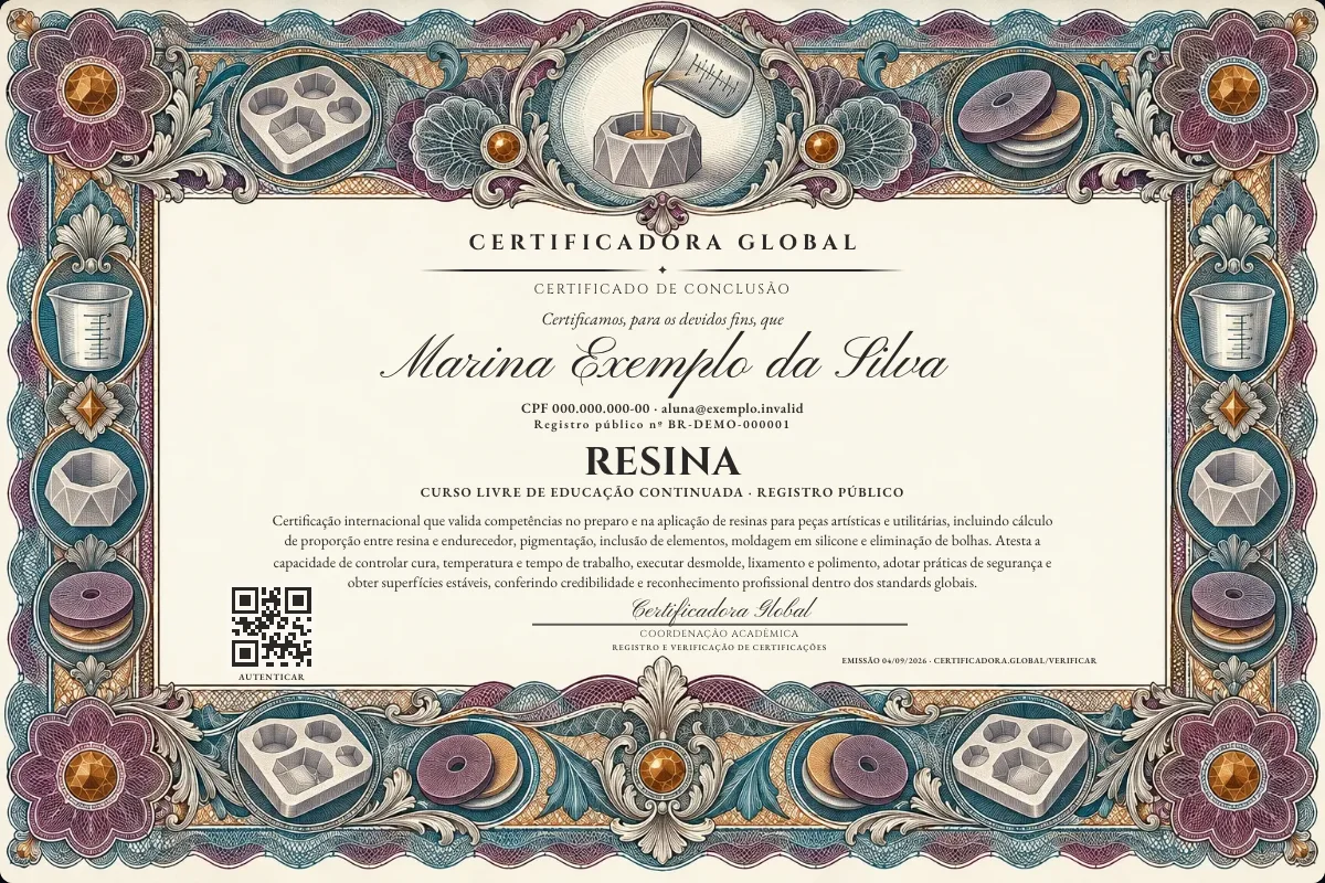Capa do curso Resina