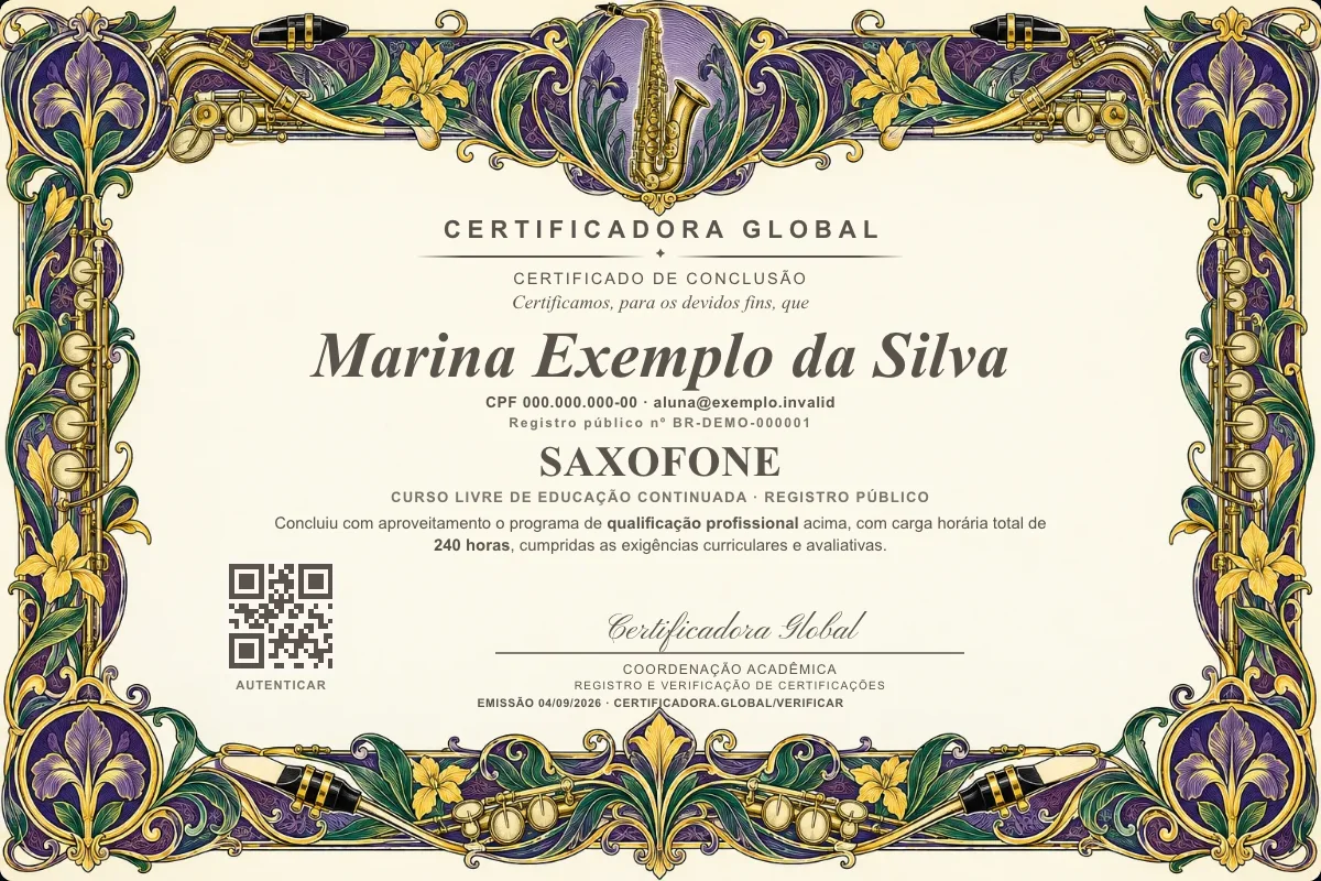 Capa do curso Saxofone