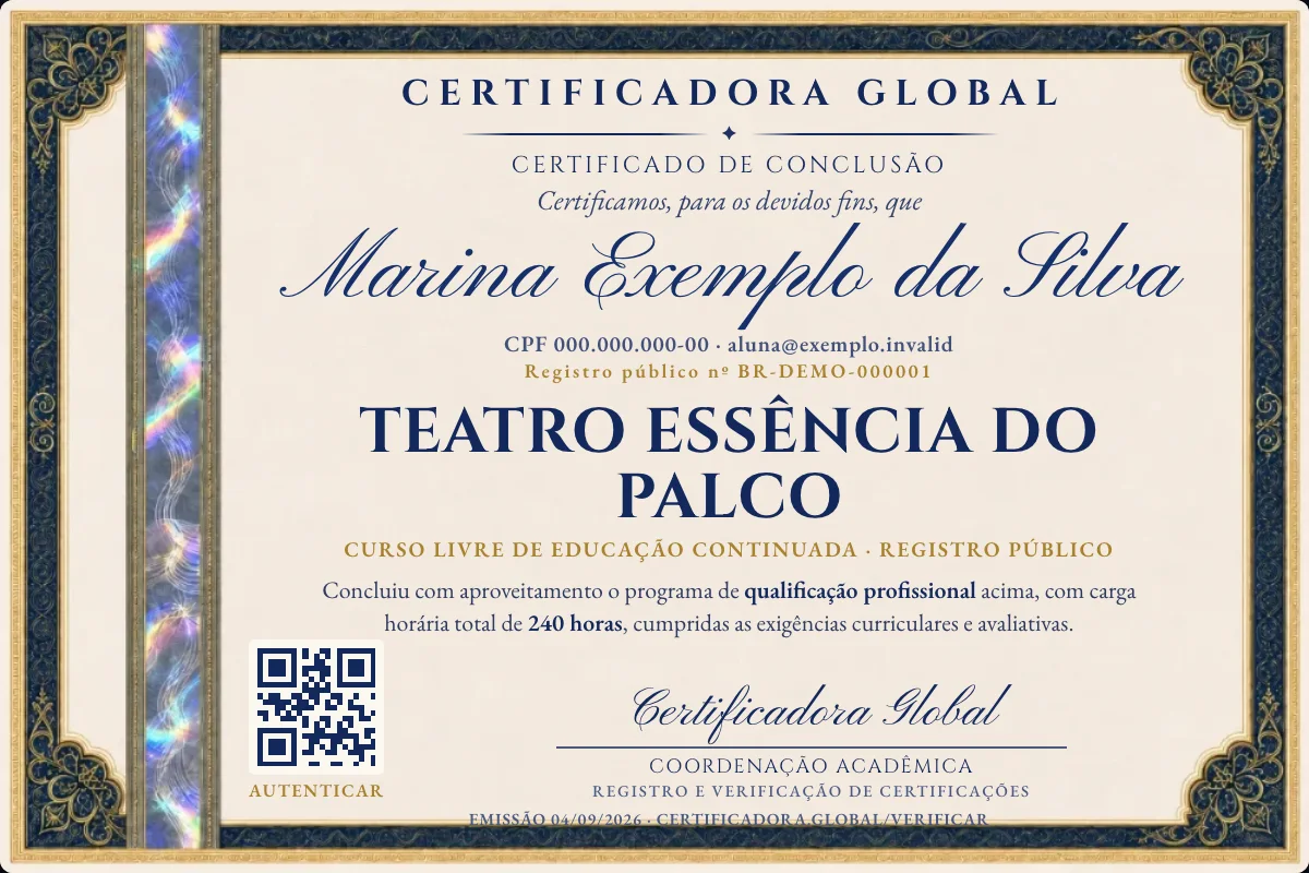Capa do curso Teatro Essência do Palco