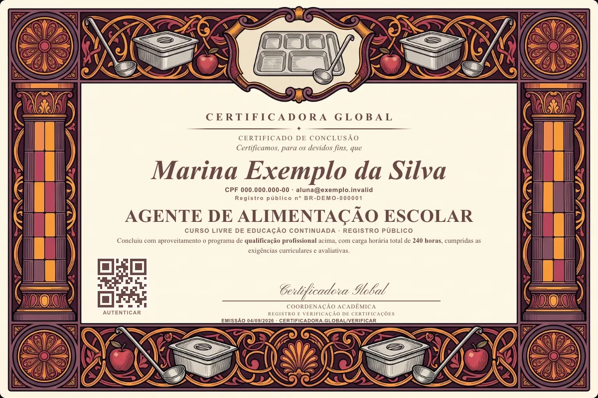 Capa do curso Agente de Alimentação Escolar