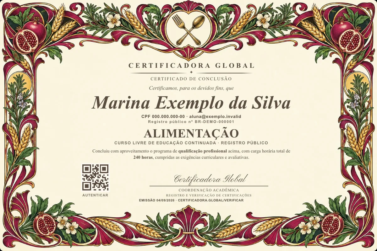 Capa do curso Alimentação