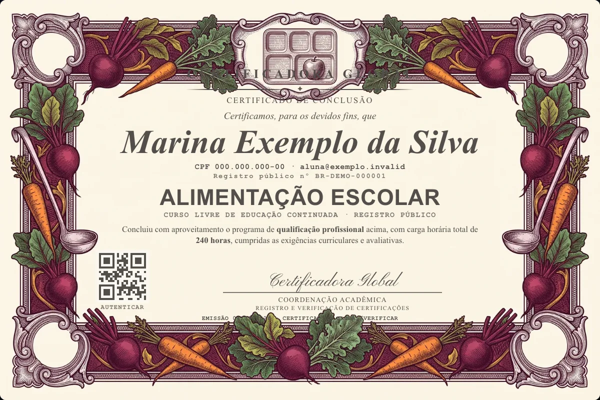 Capa do curso Alimentação Escolar