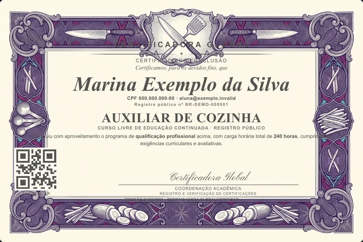 Capa do curso Auxiliar de Cozinha