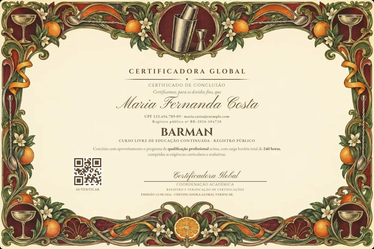 Capa do curso Barman