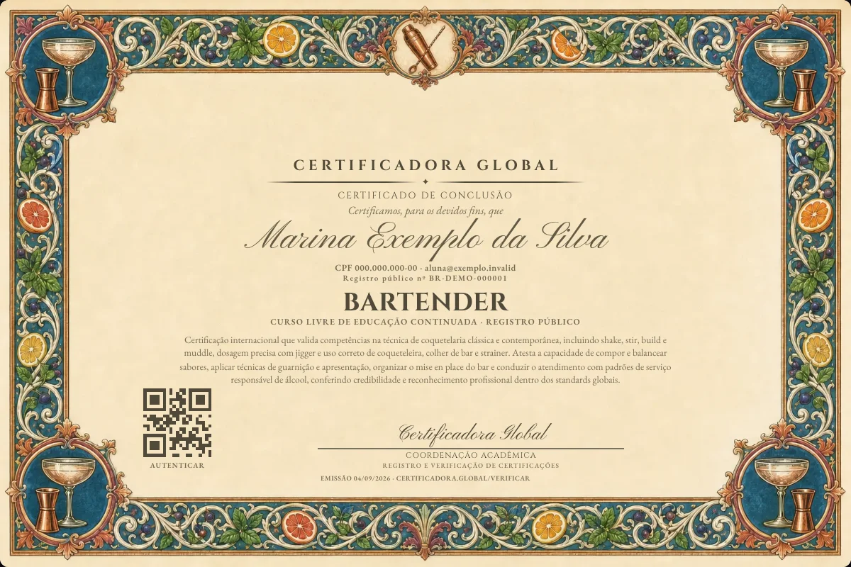 Capa do curso Bartender